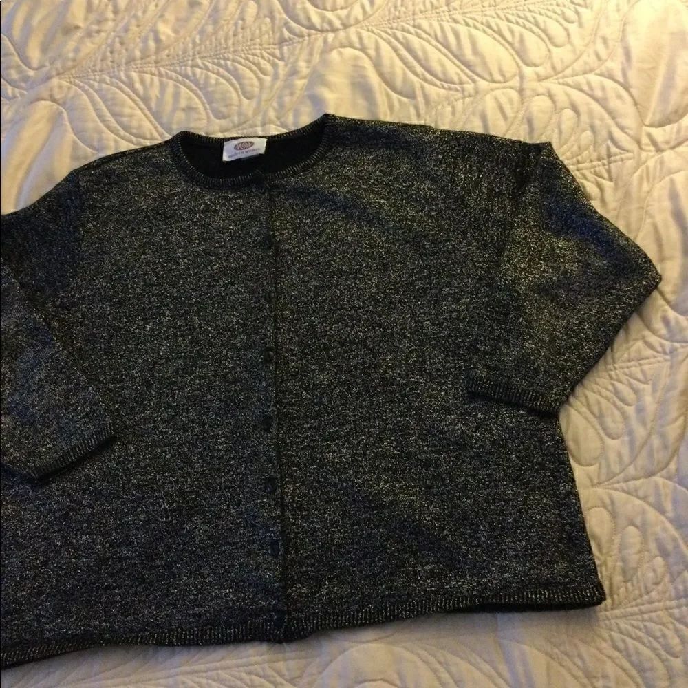 Metallic sweater XL black, silver, vintage, bling - Picture 6 of 7